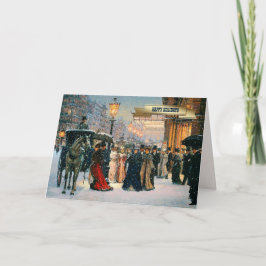 Cartão De Festividades Vintage Winter Parisiense Scense Christmas