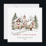 Cartão De Festividades Vintage Winter Town Christmas Tree Corporate<br><div class="desc">Surpreenda e traga alegria aos próximos e torne a celebração inesquecível. Para mais personalização,  clique no link "personalizar mais" e use nossa ferramenta design para modificar esse modelo.</div>