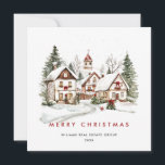 Cartão De Festividades Vintage Winter Town Christmas Tree Corporate<br><div class="desc">Surpreenda e traga alegria aos próximos e torne a celebração inesquecível. Para mais personalização,  clique no link "personalizar mais" e use nossa ferramenta design para modificar esse modelo.</div>