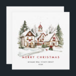 Cartão De Festividades Vintage Winter Town Christmas Tree Corporate<br><div class="desc">Surpreenda e traga alegria aos próximos e torne a celebração inesquecível. Para mais personalização,  clique no link "personalizar mais" e use nossa ferramenta design para modificar esse modelo.</div>