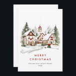 Cartão De Festividades Vintage Winter Town Christmas Tree Corporate<br><div class="desc">Surpreenda e traga alegria aos próximos e torne a celebração inesquecível. Para mais personalização,  clique no link "personalizar mais" e use nossa ferramenta design para modificar esse modelo.</div>