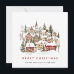 Cartão De Festividades Vintage Winter Town Christmas Tree Corporate<br><div class="desc">Surpreenda e traga alegria aos próximos e torne a celebração inesquecível. Para mais personalização,  clique no link "personalizar mais" e use nossa ferramenta design para modificar esse modelo.</div>