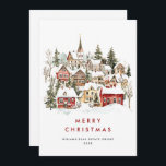 Cartão De Festividades Vintage Winter Town Christmas Tree Corporate<br><div class="desc">Surpreenda e traga alegria aos próximos e torne a celebração inesquecível. Para mais personalização,  clique no link "personalizar mais" e use nossa ferramenta design para modificar esse modelo.</div>