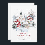 Cartão De Festividades Vintage Winter Town Christmas Tree Corporate<br><div class="desc">Surpreenda e traga alegria aos próximos e torne a celebração inesquecível. Para mais personalização,  clique no link "personalizar mais" e use nossa ferramenta design para modificar esse modelo.</div>