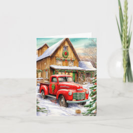 Cartão De Festividades Vintage Wintertime Farmhouse Merry Christmas