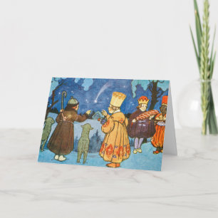 Cartão De Festividades Vintage Wise Men and Sheiks na Noite de Natal