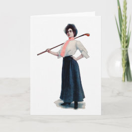 Cartão De Festividades Vintage Woman Golfer Watercolor Greeting Card