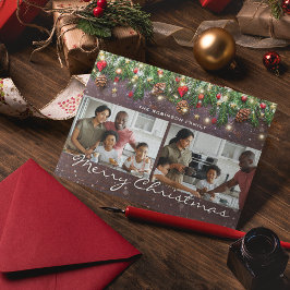 Cartão De Festividades Vintage Wood Christmas 2 Photo