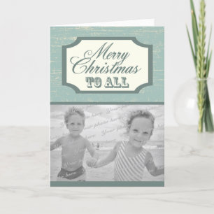 Cartão De Festividades Vintage Wood Sinal Natal com Foto