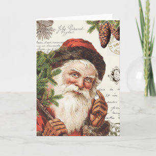 Cartão De Festividades vintage woodland Santa