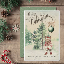 Cartão De Festividades Vintage Yorkshire Terrier Dog