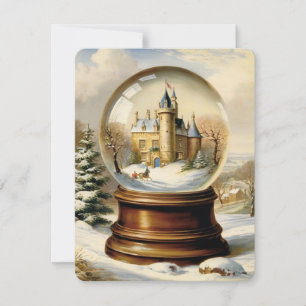 Cartão De Festividades vintagem do globo de neve do natal