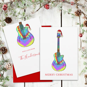 Cartão De Festividades Violão de Natal Colorido Personalizado