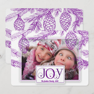 Cartão De Festividades Violet Purple Pines Christmas Joy Photo