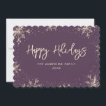 Cartão De Festividades Violet Snowflake Snow Winter<br><div class="desc">Cartão Violet Happy Holidays com flocos de neve espumantes. Personalize facilmente este cartão de férias minimalista,  mas elegante,  com o seu texto.</div>