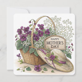 Cartão De Festividades Violetas em uma placa de Dia de as mães de soquete