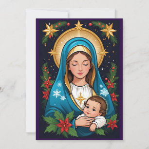 Cartão De Festividades Virgem Católica Romana Cristã Maria Natal