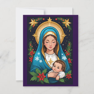 Cartão De Festividades Virgem Católica Romana Cristã Maria Natal
