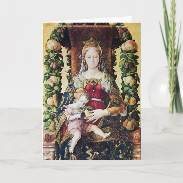 Cartão De Festividades VIRGEM COM FILHO, Ruby Vermelho (Frente)