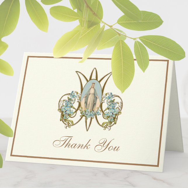 Cartão De Festividades Virgem Elegante Mary Católica Religiosa Floral (Criador carregado)