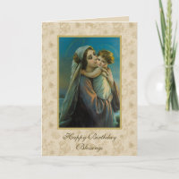 Virgem Maria e Bebê Jesus em fundo floral