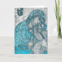 Virgem Maria e Cristo Jesus Criança Vintage Azul