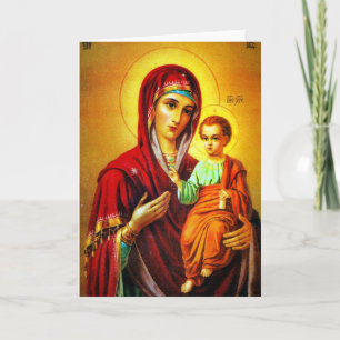 Cartão De Festividades Virgem Maria e Jesus