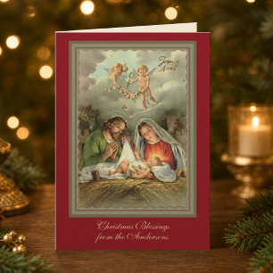 Cartão De Festividades Virgem Maria Jesus Escritura Natal