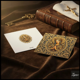 Cartão De Festividades Virgem Maria Reverência Dourada