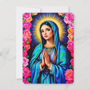 Cartão De Festividades Virgem Maria Rezando Adicionar Foto da Família