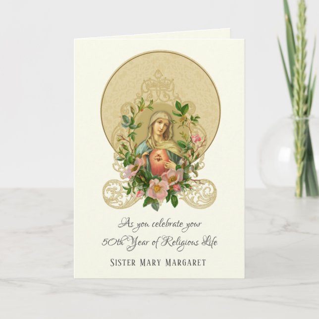 Cartão De Festividades Virgem Maria Rosa freira religiosa católica Holi (Frente)