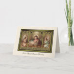 Cartão De Festividades Virgem Natal Maria Jesus Angels Holid<br><div class="desc">Esta é uma bela e tradicional imagem católica de Natal Natividade da Bênção Virgem Maria e dos Anjos que adoram a Criança Cristo na mangueira. Todo o texto pode ser personalizado!</div>