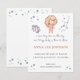 Cartão De Festividades Virgo Zodiac Birth Announcement