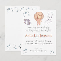 Virgo Zodiac Birth Announcement