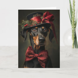 Cartão De Festividades Vitoriano Doberman Natal