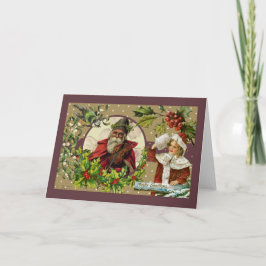Cartão De Festividades Vitoriano Papais noeis de Natal Feliz Pássaro