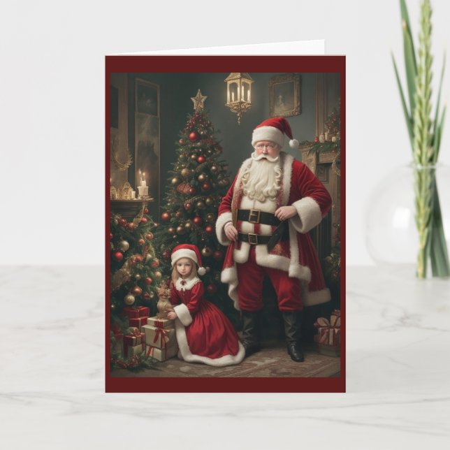 Cartão De Festividades Vitoriano Vintage Retro Natal (Frente)