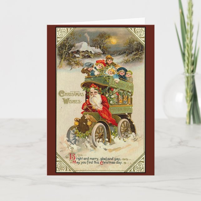 Cartão De Festividades Vitoriano Vintage Retro Natal (Frente)