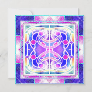 Cartão De Festividades Vitral de Catedral em Lilás e Rosa