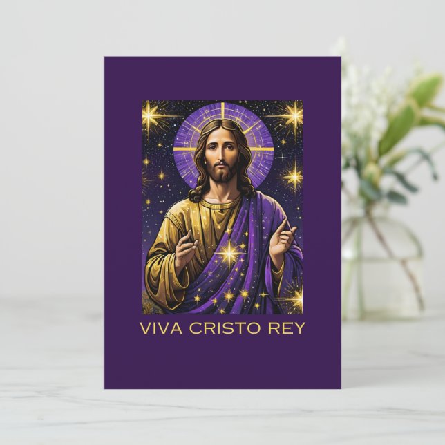 Cartão De Festividades Viva Cristo Rey Católico Jesus Cristo o Rei (Em pé/Frente)