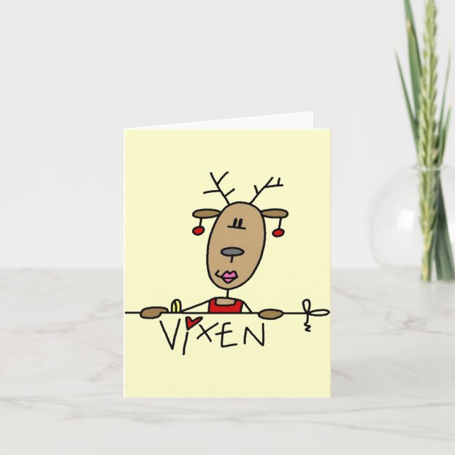 Cartão De Festividades Vixen Reindeer Camisetas de Natal e presentes (Frente)
