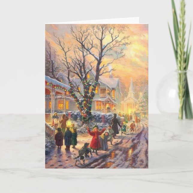 Cartão De Festividades Vizinhança de natais vintages (Frente)