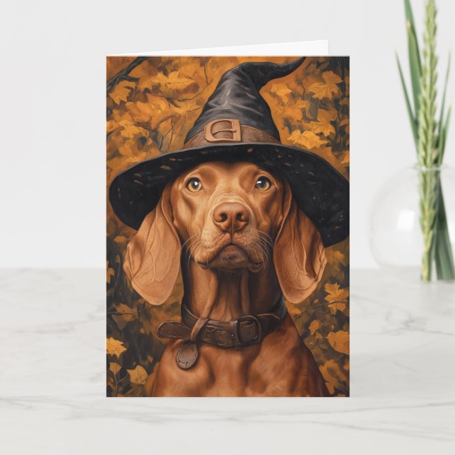Cartão De Festividades Vizsla Witch Halloween (Frente)
