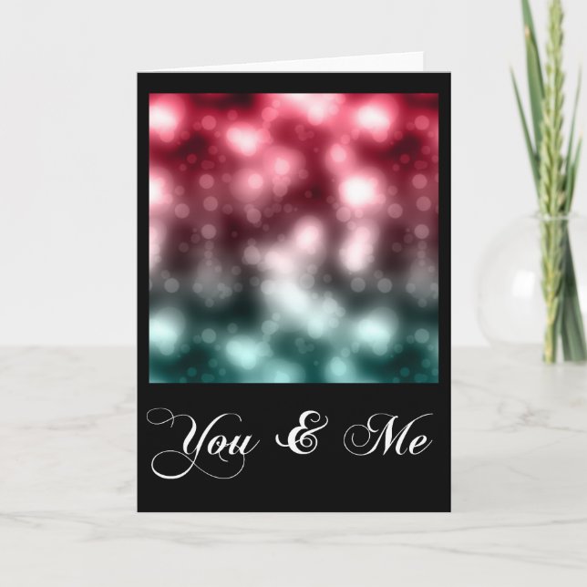 Cartão De Festividades Você e eu amamos o Romance Bokeh Pattern Card 2 (Frente)