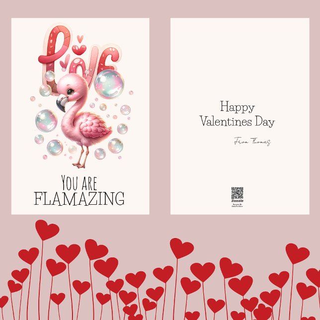 Cartão De Festividades Você É Flamazing Kids Valentines Fofa Flamingo (Criador carregado)