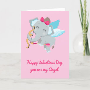 Cartão De Festividades Você É Meu Anjo Elefante Fofo Dia dos Namorados