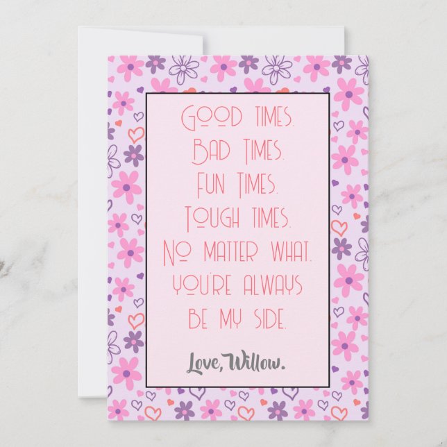 Cartão De Festividades Você É Sempre O Meu Namorados Lado (Frente)