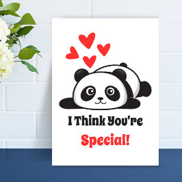 Cartão De Festividades Você é um Panda Fofo Especial corações vermelhos I