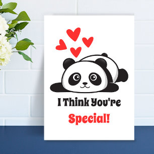 Cartão De Festividades Você é um Panda Fofo Especial corações vermelhos I