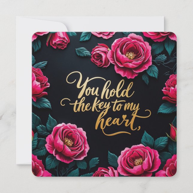 Cartão De Festividades Você segura a chave dos meus namorados cardíacos (Frente)